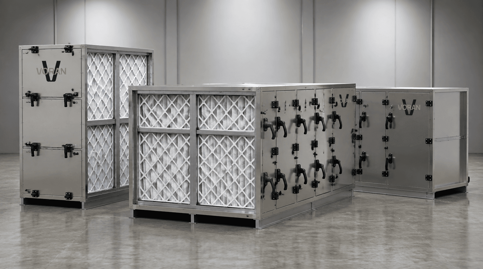 Equipamentos de filtragem química Voran — casings em inox com filtros cartucho e cassette